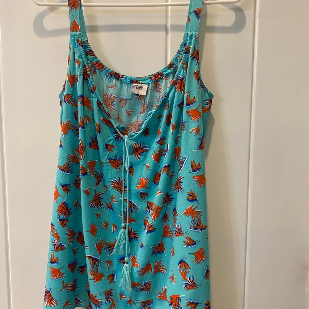 CAbi Blue and Orange Tropical Dress